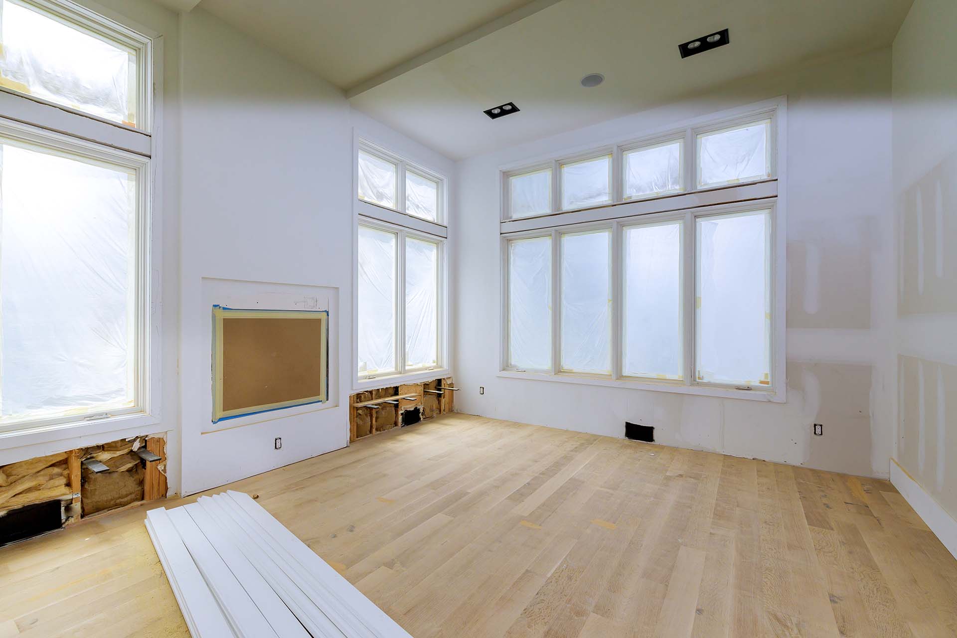 Construction building industry new home construction interior drywall tape and unfinish details a new home before installing